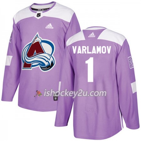 Mænd NHL Colorado Avalanche Trøje Semyon Varlamov 1 Adidas 2017-2018 Lilla Fights Cancer Practice Authentic Mænd NHL Colorado Avalanche Trøje Semyon Varlamov 1 Adidas 2017-2018 Lilla Fights Cancer Practice Authentic